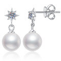 Sterling Silver Moissanite Shell Pearl Stud Earrings, New Fashion Luxury Wholesale-0-3