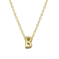 wholesale Metal 925 Silver Plain 26 Letters Pendant Necklace, Ins Luxury Hot-selling Choker-Gold-B&gt;925 silver