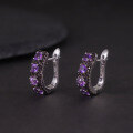 wholesale S925 Sterling Silver with Crystal and Topaz, Small Niche Design Gemstone Earrings, Colored Retro Ear Clips for Women-0-2