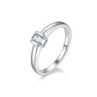 wholesale S925 Sterling Silver Gold-Plated Commuter Versatile 05ct Rectangle Moissanite Ring for Women, Non-Tarnishing-0.5ct rectangular moissanite ring  US size 9