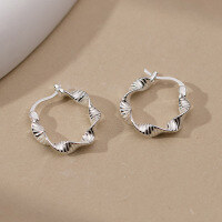 wholesale S925 Sterling Silver Minimalist Spiral Stripe Ear Clasp Ins Style Fresh Design Earrings for Women M04434-S925 sterling silver pair 925 silver