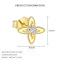 wholesale S925 Sterling Silver Bohemian Four-leaf Clover Earrings With Zirconia Flower Embossed Cross-border Wholesale-0-3