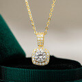 14K Gold Plated 925 Sterling Silver Square Moissanite Pendant Necklace for Women-0-4