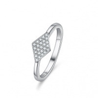 S925 Silver Moissanite Geometric Asymmetric Women's Fashion Stacking Ring-(Set with moissanite)  10 yards