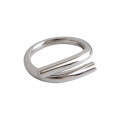 wholesale S925 Sterling Silver Korean Ins Minimalist Geometric Smooth Silver Ring with Asymmetric Interwoven Design for Women-0-4