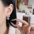 wholesale S925 sterling silver Korean-style light luxury creative wrinkled wave-shaped earrings, ins versatile commuting ear accessories-0-3