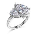 wholesale S925 Sterling Silver Ladies Ring with Radiant High Carbon Diamond, Icy Flower Cut Square Teardrop Snowflake Zircon in Sparkling Colors-0-4