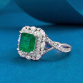 wholesale S925 Silver Ring, ZHUO Zhifang Jewelry Live New Style 7*7 Emerald Simulation Diamond Ring for Foreign Trade Hot Sale-0-1