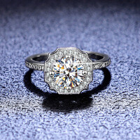 S925 Silver D Color Moissanite Ring, 1 Carat Herry Winston Style-1 carat (empty)  10 yards