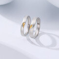 wholesale S925 Sterling Silver Long-Distance Love Heart-Shaped Couple Rings Matching His & Hers Engravable Promise Bands Gift for Girlfriend-0-1