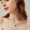 S925 Sterling Silver Emerald-Cut Green Gemstone Geometric Necklace for Women-0-1
