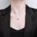 Sterling Silver Moissanite Lucky Clover Pendant Necklace-0-2
