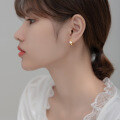 wholesale S925 silver short and small ear clasp hoop, Korean-style synthetic pearl geometric women's earrings G8985-0-3