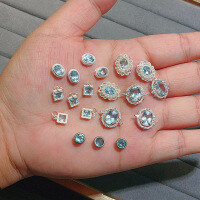 wholesale S925 silver gold-plated natural topaz bean oval diamond style accessories DIY semi-finished bracelet and necklace strand charms-Topaz Beans