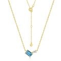 wholesale S925 Sterling Silver New Korean Minimalist Style Women's Necklace with Inset London Blue Topaz Wholesale-0-4