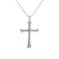 S925 Sterling Silver Cross Pendant Necklace, Moissanite Christmas Wholesale-0-3