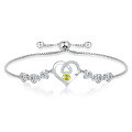 wholesale S925 Sterling Silver Jewelry Aquamarine Silver Bracelet Gemstone Heart Bracelet for Women High-End Minimalist Small Bracelet-0-6