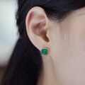 wholesale S925 Sterling Silver Geometric Green Agate Sugar Loaf Stud Earrings, Korean Style Minimalist Daily Wear Wholesale-0-1