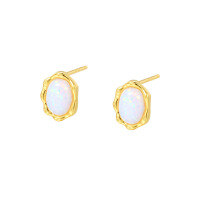 wholesale 925 Sterling Silver Opal Blue Earrings For Women, Minimalist Geometric French-style Design-E4595-Colored Zirconium/Gold 925 Silver
