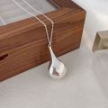 wholesale S925 Sterling Silver Large Teardrop Necklace for Women, Small and Fashionable, Minimalist Spring and Summer Sweater Chain, High-End Feel, New Release-0-5