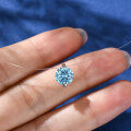 S925 Silver 2-Carat Blue Diamond Mermaid's Tear Sapphire Pendant Necklace-0-2