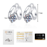 S925 Silver Moissanite Stud Earrings, Ins Style Cross-Border Hot Sale-50 points + 50 points Moissanite  925 Silver