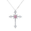 wholesale S925 Sterling Silver Moissanite Cross Pendant Necklace for Women, Minimalist Fashion, Niche Wholesale, Ins Style Summer-0-19