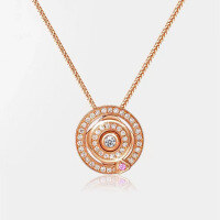 wholesale 925 Sterling Silver Rotating Heart Locket Necklace Women's Fashion Minimalist Chic Small Round Pendant Collarbone Chain-Heart Pointer Necklace (Copper Plated Rose Gold)