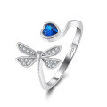 wholesale S925 Sterling Silver Cloud-Pull Jewelry Adjustable Butterfly Open Ring, Unique Design and Sweet Style Manufacturer-0-4