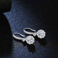 S925 Silver Moissanite Luxury Round Earrings, Factory Direct Wholesale-50 points (Moissanite)