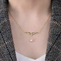 wholesale 925 Sterling Silver Dunhuang Style Original Design Honeysuckle Natural Freshwater Pearl Necklace, Always with You Valentine's Gift-Dunhuang Honeysuckle Pearl Necklace 925 Silver