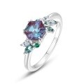 wholesale S925 Sterling Silver Geometric Cultivated Alexandrite Ring for Women, Light Luxury Style, Cross-Border Hot Item-0-5