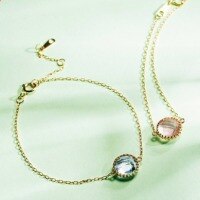 wholesale 18K Gold Plated Versatile Cute Genuine Topaz Candy Bracelet for Girls with Drop Shipping and Engraving Options in 14K/9K-Blue Topaz &gt; 18K Gold