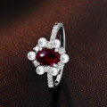 wholesale 925 Silver 1ct Oval-Cut Lab-Grown Emerald/Ruby/Sapphire 5*7 Candy Bean Fashion Versatile Ring-0-3