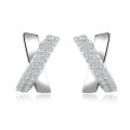 S925 Silver Fashion Cross Earrings with Moissanite, Long Style, Ready Stock-0-3