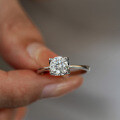 Sterling Silver Moissanite Ring, Classic Bull Head Design for Women's Proposal-0-2