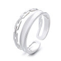 wholesale S925 Sterling Silver Korean-style Creative Chain Link Double-layer Adjustable Ring Trendy and Versatile-0-4