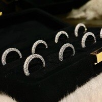 wholesale S925 Sterling Silver Minimalist Luxury Fashion High-end Donut Triple Row Diamond Ring for Women, Unique and Distinctive Full Diamond Silver Jewelry-Platinum US No. 5 (Hong Kong 10-11)