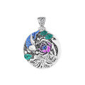 wholesale S990 Silver Retro Ethnic Style Double-sided Carved Enamel Koi Fish Lotus DIY Pendant Accessory-0-5