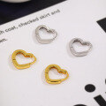 wholesale S925 Sterling Silver Minimalist Hollow-out Heart Ear Clasps, Versatile Shiny Earrings-0-2