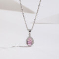 wholesale S925 Sterling Silver with Icy Cut Teardrop Shape High Carbon Diamond Pendant in Light Pink and Yellow Diamond Choker Necklace for Women-0-2