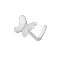 wholesale 925 Sterling Silver Butterfly Nose Ring With L-shaped For Women-Platinum (single)