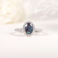 wholesale S925 Silver Cross-Border Elegant Color-Changing Ring, Minimalist Style with Synthetic Alexandrite Gemstone, New Design-0-0
