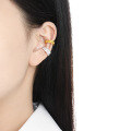 wholesale S925 sterling silver irregular circular tree grain ear clips for women, minimalist style, small and unique, vertical grain, elegant and distinctive silver earrings-0-2