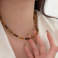wholesale S925 Sterling Silver Natural Tiger's Eye Beaded Necklace Women Korean Spring Summer New Minimalist Style Choker-0-4