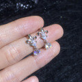 Sterling Silver Moissanite French Fringe Iris Vintage Earrings Wholesale-0-1