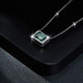 wholesale S925 silver plated with 18k gold, cross-border hot-selling green moissanite in its natural color, 6*8mm emerald cut necklace, passes diamond tester-0-3