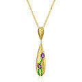 wholesale S925 silver gold-plated, Italian craft retro-style jewelry designer necklace with amethyst pendant-0-5