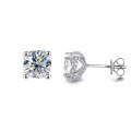 wholesale S925 Sterling Silver Cross-Border European and American Small Chanel Style Four-Prong Moissanite Earrings, Exquisite High-End Micro-Set Heart-Shaped Earrings for Women-0-7