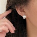 wholesale S925 Sterling Silver Brushed Silver Bean Stud Earrings for Women, Small and Fashionable, Minimalist Style, Light Luxury, High-End Trendy Ear Accessories-0-0